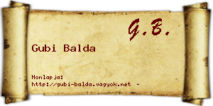 Gubi Balda névjegykártya